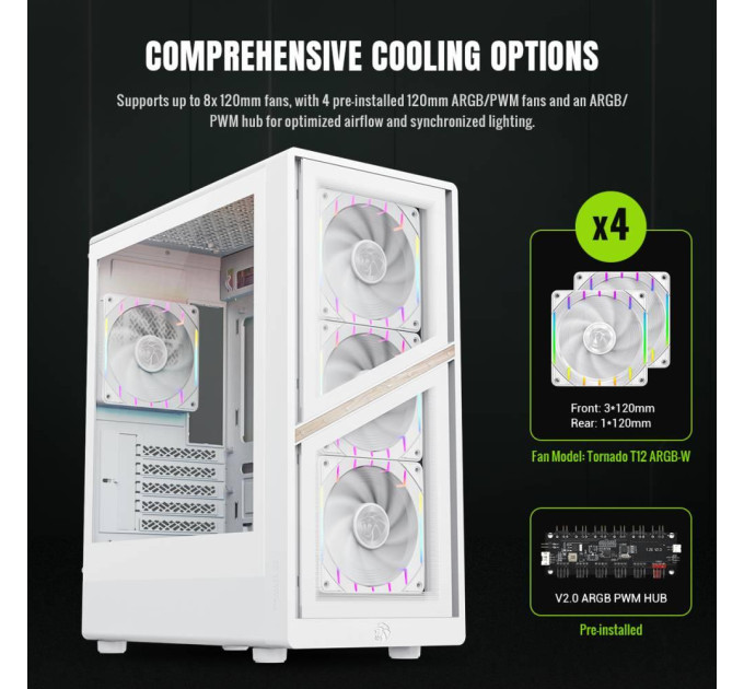 Корпус  Gamemax Aeris 330 GB White with window (AERIS 330 GW)