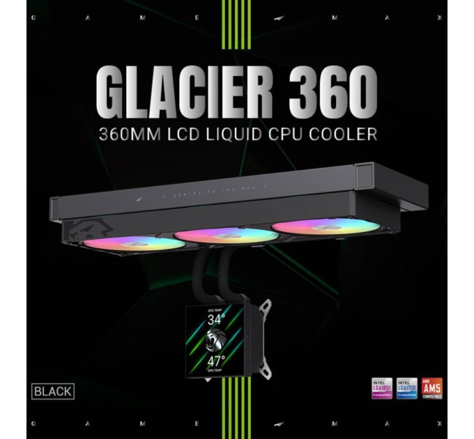 Система рідинного охолодження  Gamemax GLACIER 360 LCD BK