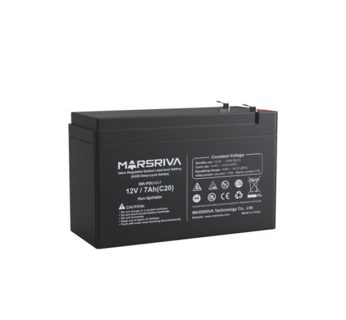 Акумулятор MARSRIVA AGM Deep-cycle 12V 7Ah (12В, 7Агод) (MR-PBU12-7)
