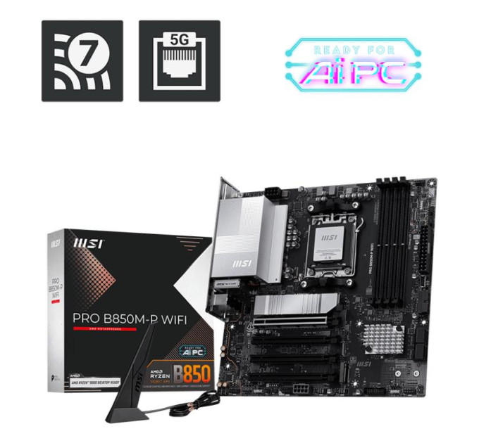 MSI Материнська плата AMD B850 SAM5 MATX PRO B850M-P WIFI MSI