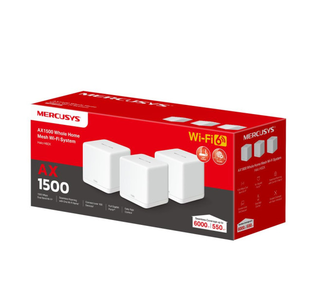 Домашня Mesh Wi-Fi система (3 шт у комплекті), Halo H60X(3-pack) MERCUSYS