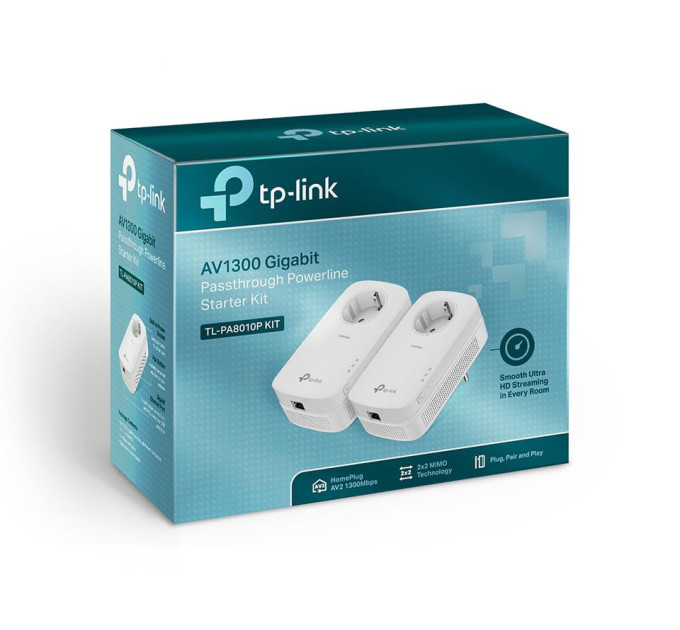 Гігабітний Powerline адаптер з вбудованою розеткою , TL-PA8010PKIT TP-LINK
