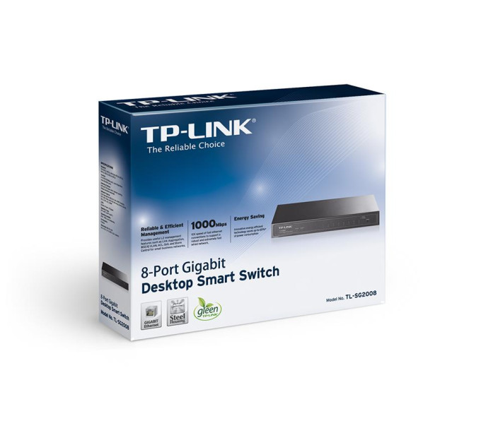Комутатор керований, мережеве обладнання, SG2008 TP-LINK