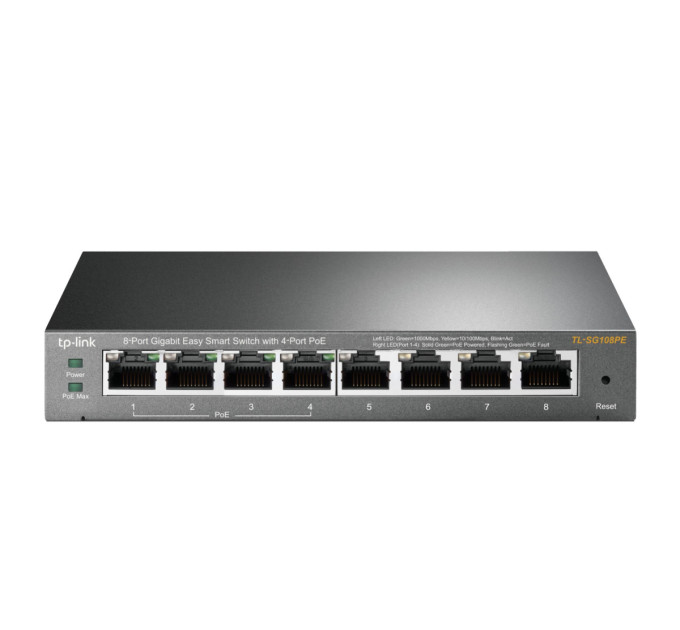 8-портовий гігабітний настільний РоЕ Easy Smart комутатор, TL-SG108PE  TP-LINK