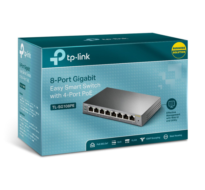 8-портовий гігабітний настільний РоЕ Easy Smart комутатор, TL-SG108PE  TP-LINK