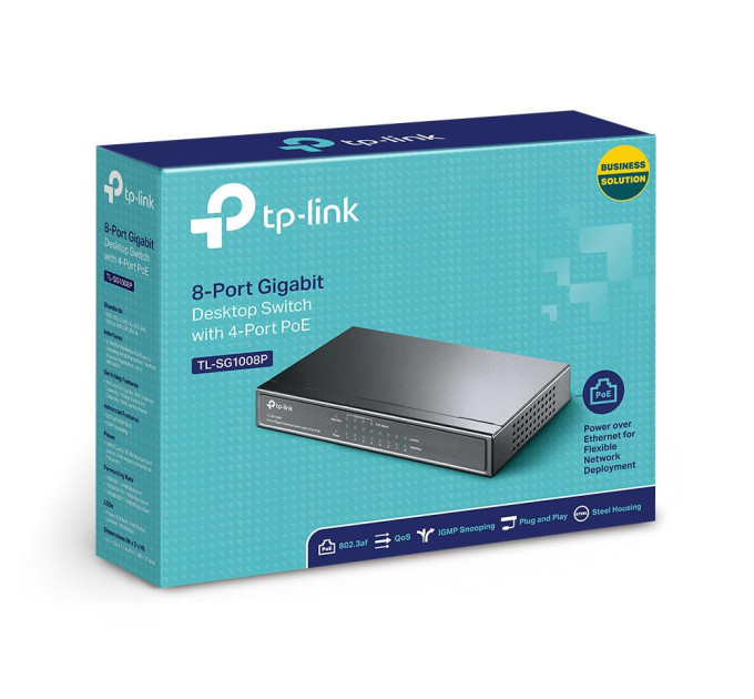 Комутатор некерований, мережеве обладнання, TL-SG1008P TP-LINK