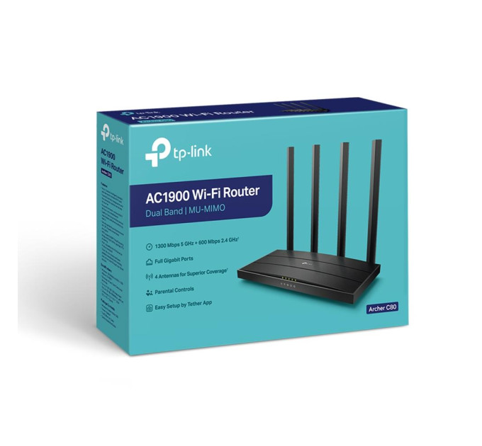 Точка доступу з функцією маршрутизації, мережеве обладнання 1900MBPS 1000M 4P DUAL BAND ARCHER C80 TP-LINK