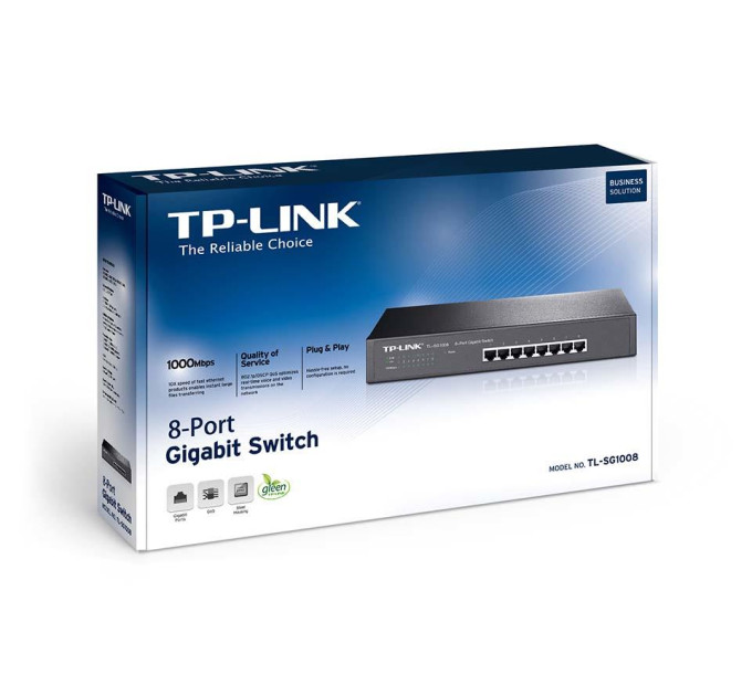 Комутатор некерований, мережеве обладнання, TL-SG1008 TP-LINK