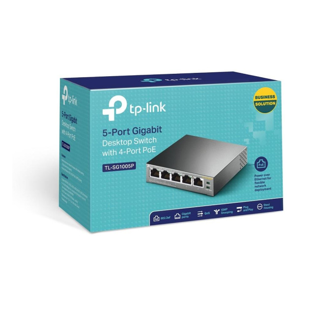 Комутатор  NET SWITCH 5PORT 1000M 4P POE TL-SG1005P TP-LINK