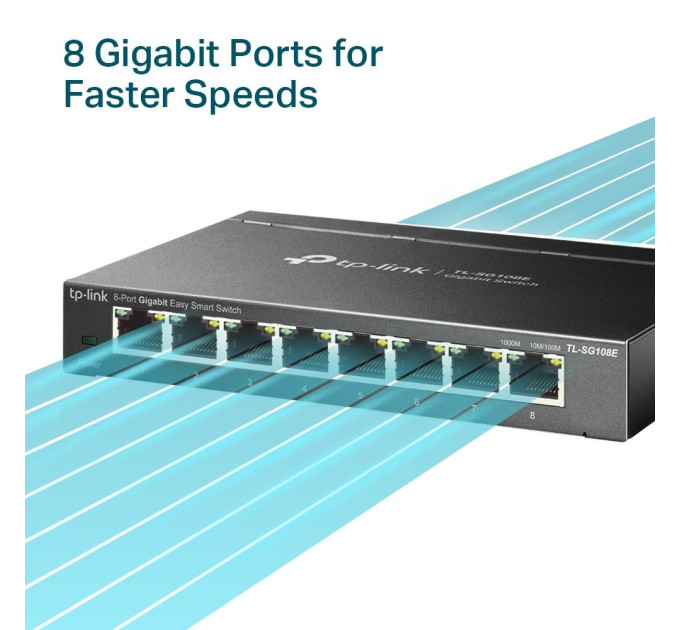 Комутатор керований, мережеве обладнання, TL-SG108E TP-LINK