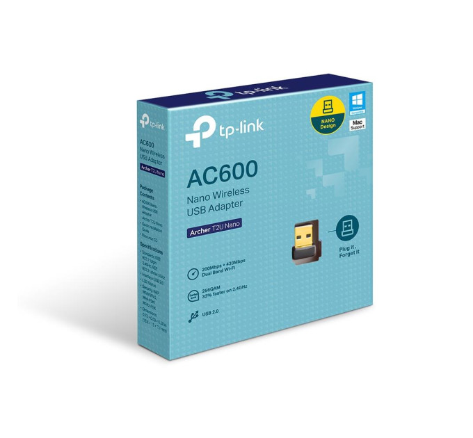Бездротовий двохдіапазонний мережевий USB-адаптер, Archer T2U Nano