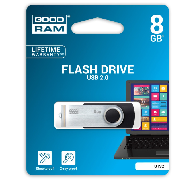 Флешка USB Flash 8GB USB 2.0 Goodram Twister Black