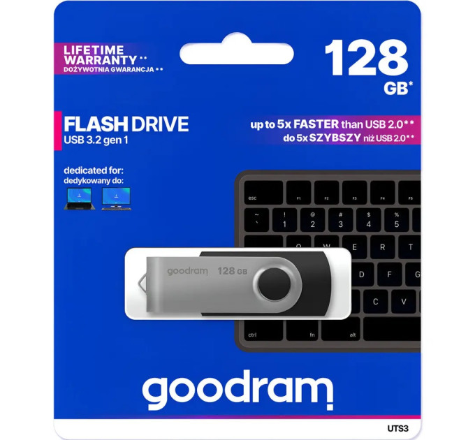 Флешка USB Flash 128GB USB 3.0 Goodram UTS3 Twister (UTS3-1280K0R11) Black