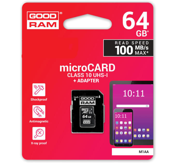 Карта пам'яті GOODRAM 64GB microSDXC Class 10 (M1AA-0640R12)