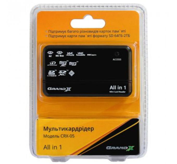 Зчитувач флеш-карт Grand-X CRX05Black