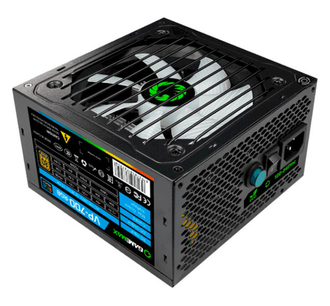 Блок живлення ATX 700W,RGB,коробочний, APFC, 12см вент,80+ GAMEMAX VP-700-RGB