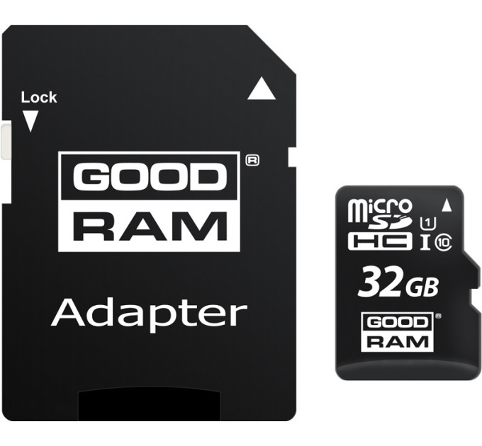 Карта пам'яті MicroSDHC  32GB UHS-I Class 10 Goodram + SD-adapter (M1AA-0320R12)