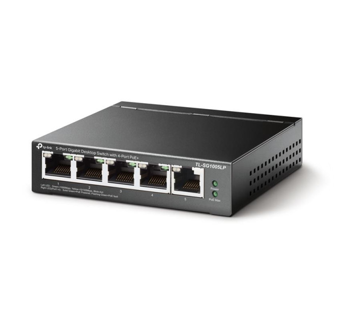 Комутатор TP-Link TL-SG1005LP (1хGE, 4xGE PoE+, max PoE 40W)
