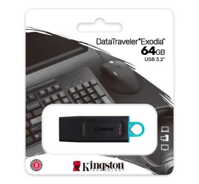 Флешка 64GB USB 3.2 Kingston DataTraveler Exodia Black/Teal (DTX/64GB)