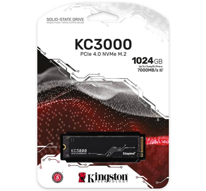 Накопичувач SSD  1024GB Kingston KC3000 M.2 2280 PCIe 4.0 x4 NVMe 3D TLC (SKC3000S/1024G)