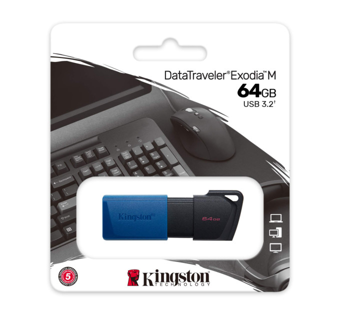 Флешка USB3.2 64GB Kingston DataTraveler Exodia M Black/Blue (DTXM/64GB)