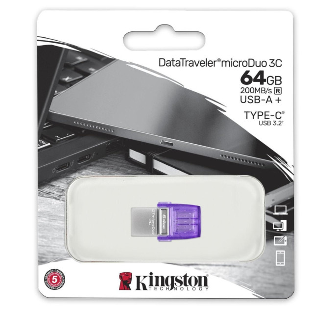 Флешка USB3.2 64GB Type-C Kingston DataTraveler microDuo 3C (DTDUO3CG3/64GB)