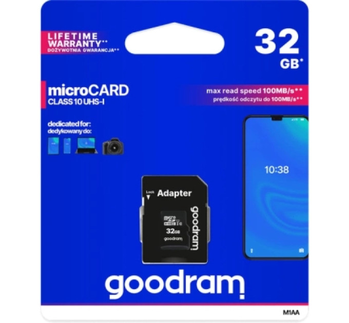 Карта пам'яті Goodram 32GB microSDHC Class 10 (M1AA-0320R12)
