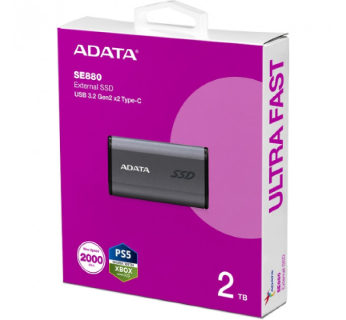 Накопичувач SSD USB 3.2 2TB ADATA (AELI-SE880-2TCGY)
