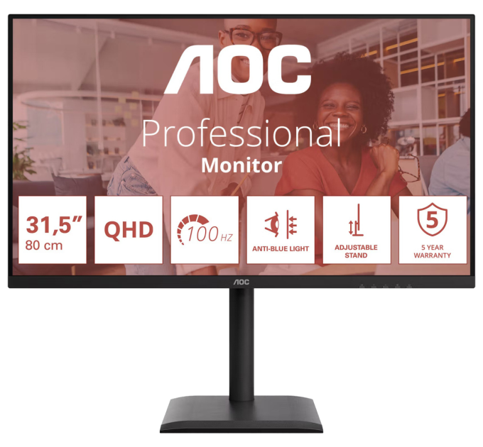 AOC Монiтор TFT AOC 31.5" Q32E4U IPS QHD 100Hz 2*HDMI DP Pivot USB MM Black
