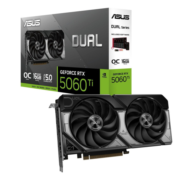 ASUS Відеокарта GF RTX 5060 Ti 16GB GDDR7 Dual OC Asus (DUAL-RTX5060TI-O16G)