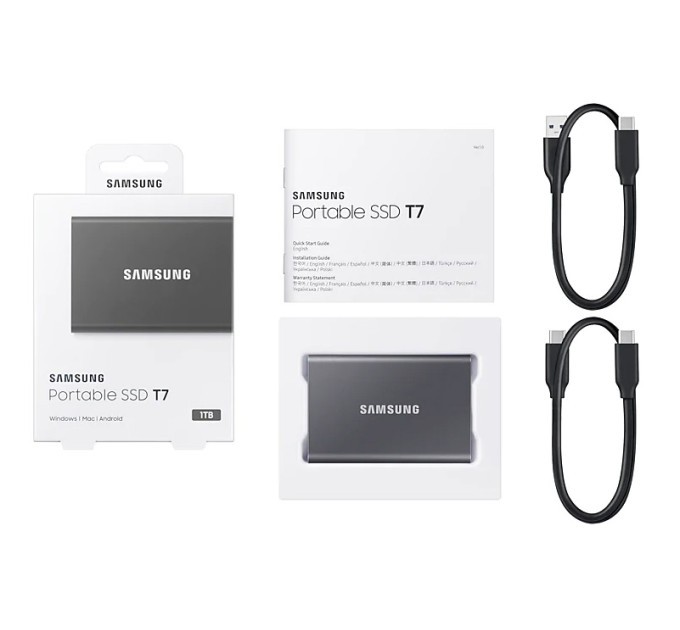 Samsung Накопичувач зовнішній SSD 1TB Samsung T7 Titan Gray (MU-PC1T0T/WW)