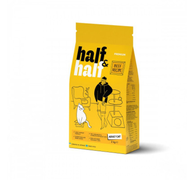 Half&Half Сухий корм для кішок Half&Half з яловичиною 2 кг (4820261920840)