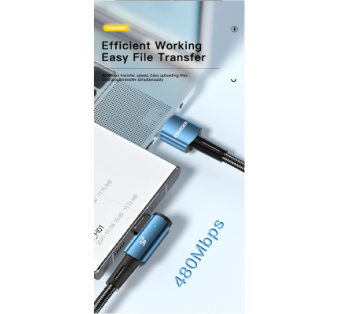 Essager Дата кабель USB 2.0 AM to USB-C 1.0m 100W black Essager (EXCWT7A-CG01-P)