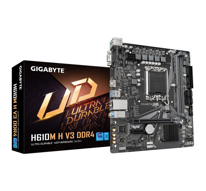 GIGABYTE Материнська плата GIGABYTE H610M H V3 DDR4 s1700 H610 2xDDR4 HDMI D-Sub mATX