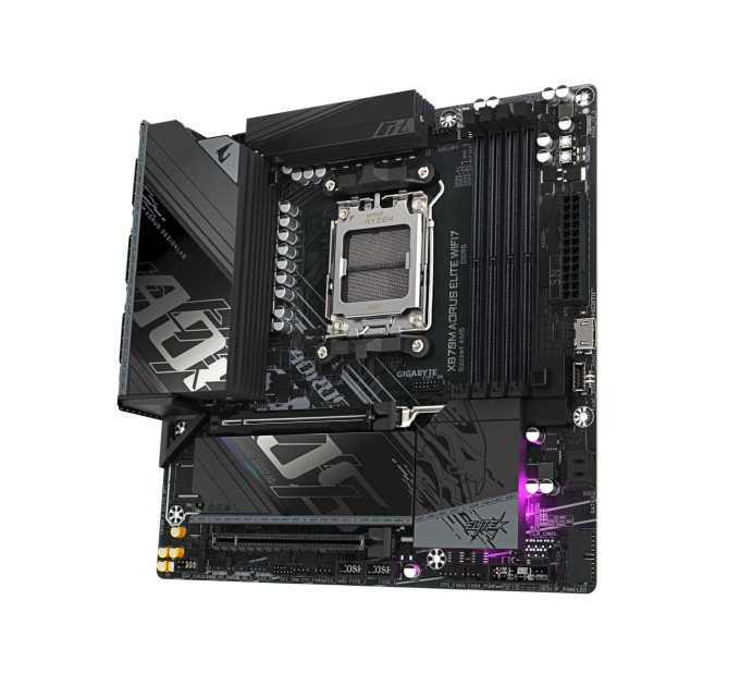 GIGABYTE Материнська плата GIGABYTE X870M A ELITE WF7 sAM5 X870 4xDDR5 M.2 Wi-Fi BT HDMI DP mATX