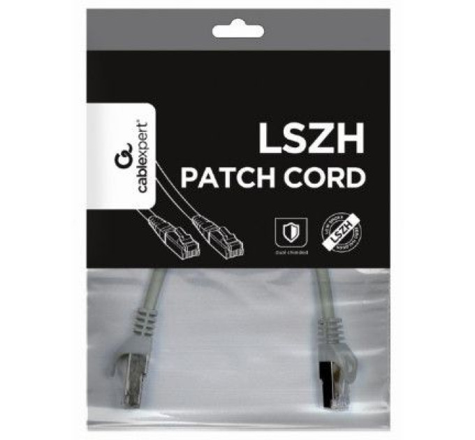 Cablexpert Патч корд Cablexpert PP6A-LSZHCU-20M, S/STP, литий, 50u" штекер із фіксатором, 20.0 м, сірий