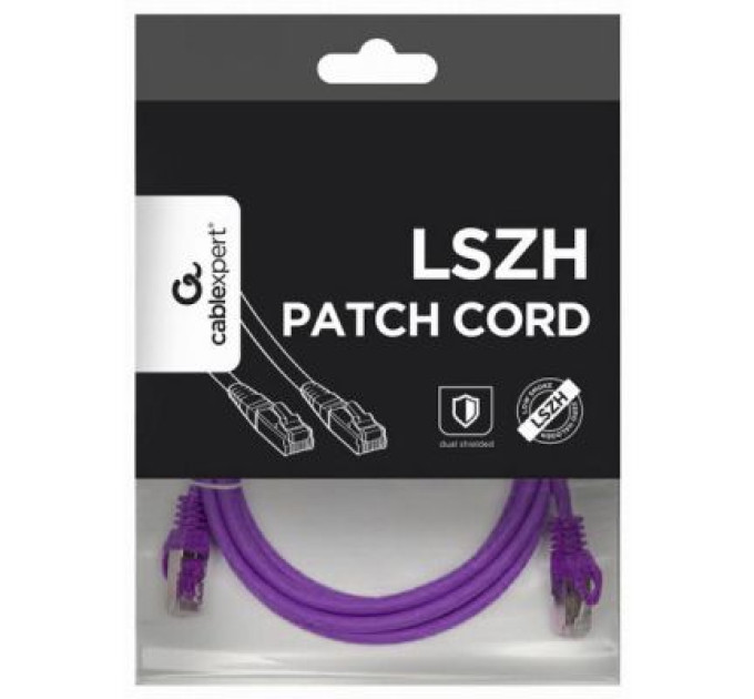 Cablexpert Патч корд Cablexpert PP6A-LSZHCU-V-2M, S/STP, литий, 50u" штекер із фіксатором, 2,0 м, пурпуровий