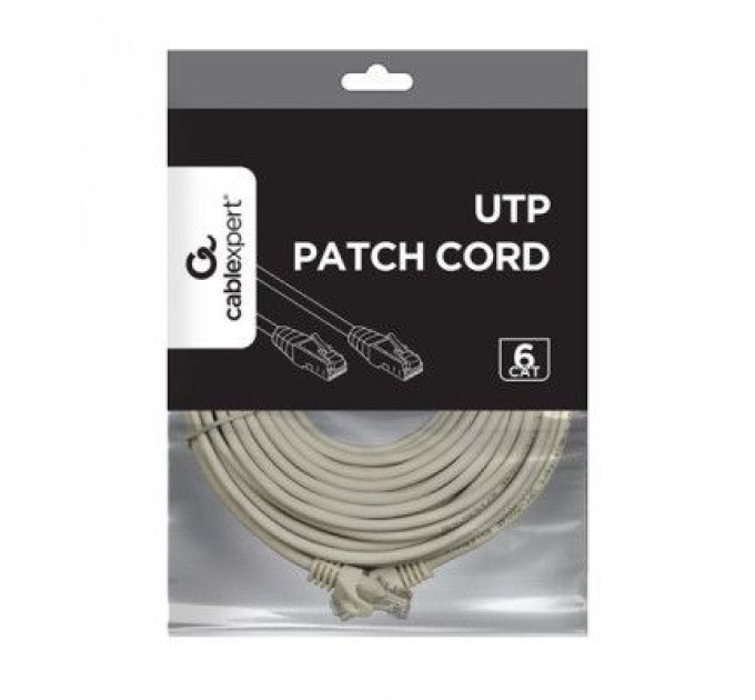 Cablexpert Патч корд Cablexpert PP6U-15M, UTP, категорія. 6, литий,  50u" штекер із фіксатором, 15 м, сірий