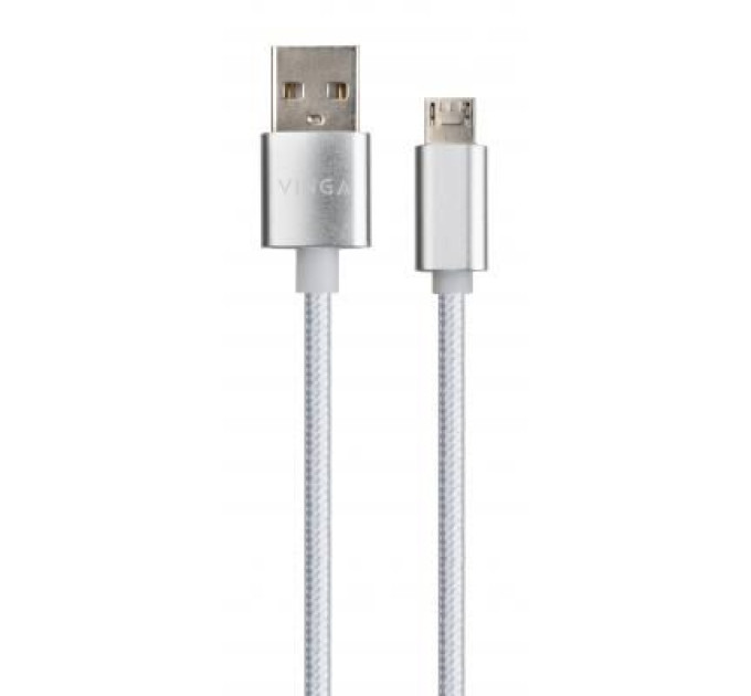 Vinga Дата кабель USB 2.0 AM to Micro 5P 1m LED silver Vinga (VCPDCMLED1S)