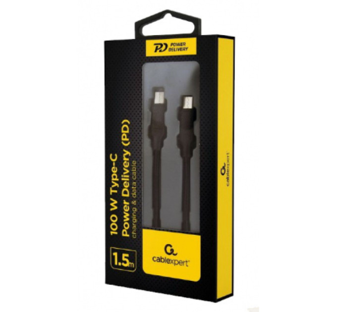 Cablexpert Кабель Cablexpert CC-USB2-CMCM100-1.5M, Power Delivery (PD), до 100 Ватт C-тато/C-тато, 1,5 м.