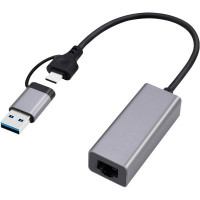Адаптер Cablexpert A-USB3AC-LAN-01, з  USB Type-A/C на Gigabit Ethernet
