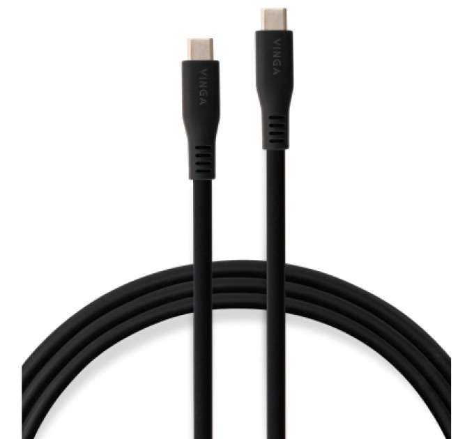 Vinga Дата кабель USB-C to USB-C 1.2m UBS3.2 Gen2 10G 100W Chip Silicon Black Vinga (VCPDCCC31012SB)