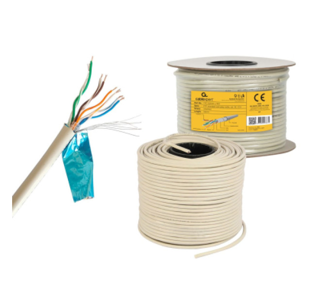 Cablexpert Звита пара, Cablexpert FPC-5004E-L/100, CAT5e, багатожильна, алюміній під міддю (CCA з AWG24), екранована фольгою, 100 м