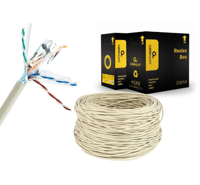 Cablexpert Звита пара,Cablexpert FPC-6004-SO, CAT6, одножильна, міддь (AWG24), екранована фольгою, 305 м