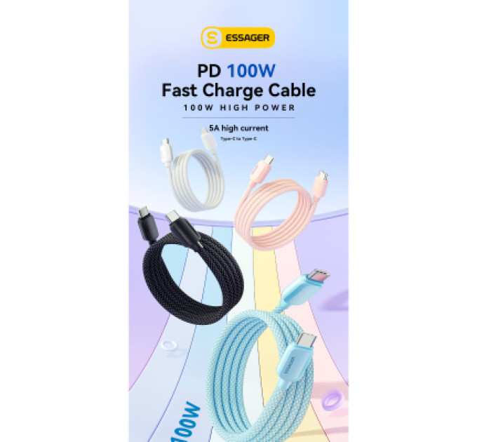 Essager Дата кабель USB-C to USB-C 2.0m 100W black Essager (EXCTT1-WLA01-P)
