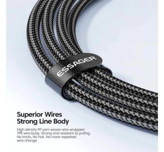 Essager Дата кабель USB-C to USB-C 2.0m 100W black Essager (EXCTT1-XCA01)