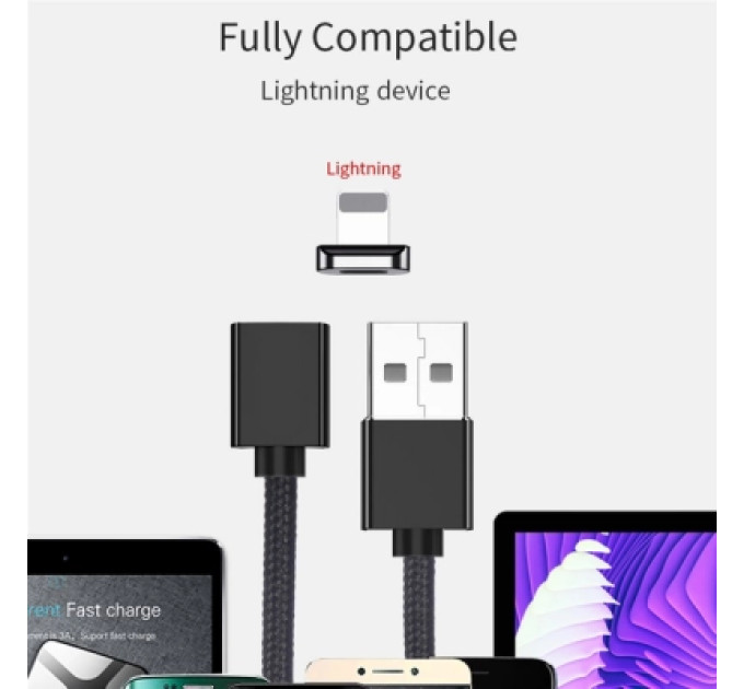Essager Дата кабель USB 2.0 AM to Lightning Magnetic black Essager (EXCCXL-ML01)