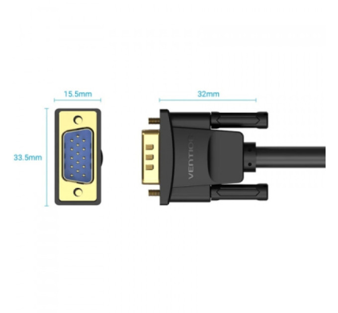 Vention Кабель мультимедійний VGA M to VGA M 1.0m ferrite black Vention (DAEBF)