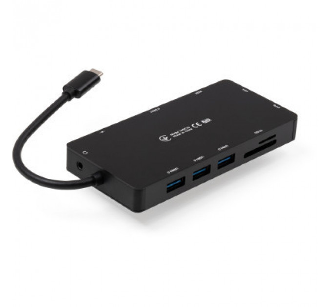 Концентратор Vinga USB-C 3.1 to VGA+HDMI+RJ45+3xUSB3.0+USB2.0+SD/TF+PD100W+Audio (VHYC10)
