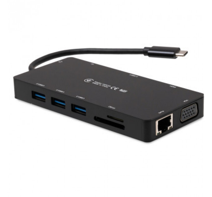 Концентратор Vinga USB-C 3.1 to VGA+HDMI+RJ45+3xUSB3.0+USB2.0+SD/TF+PD100W+Audio (VHYC10)